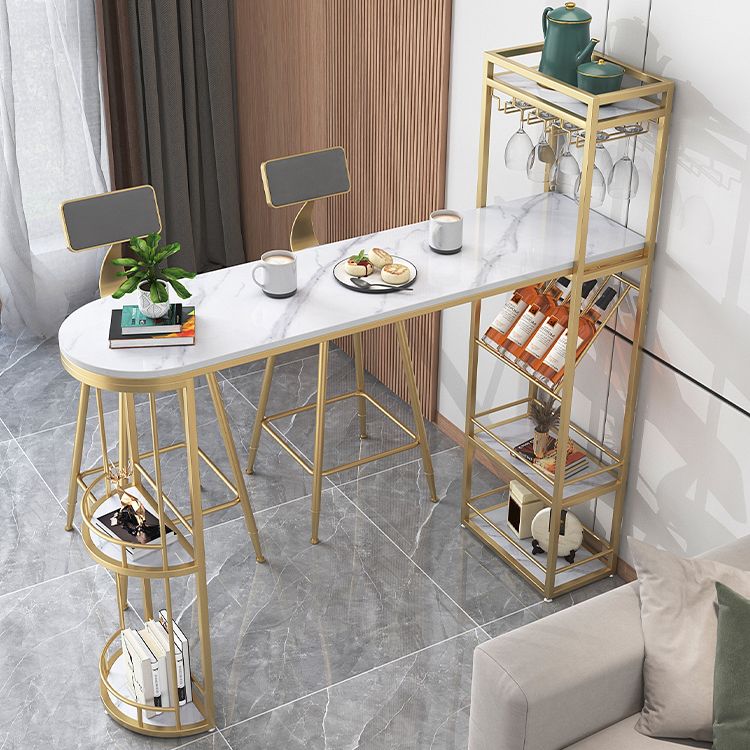 Double Pedestal Sintered Stone Dining Bar Table for Kitchen Dining Room