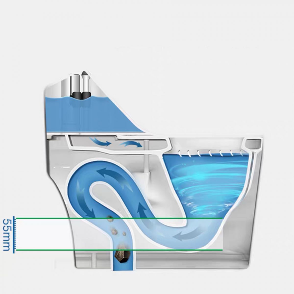 Modern Siphon Jet Toilet Bowl Floor Mount Flush Toilet with Toilet Seat