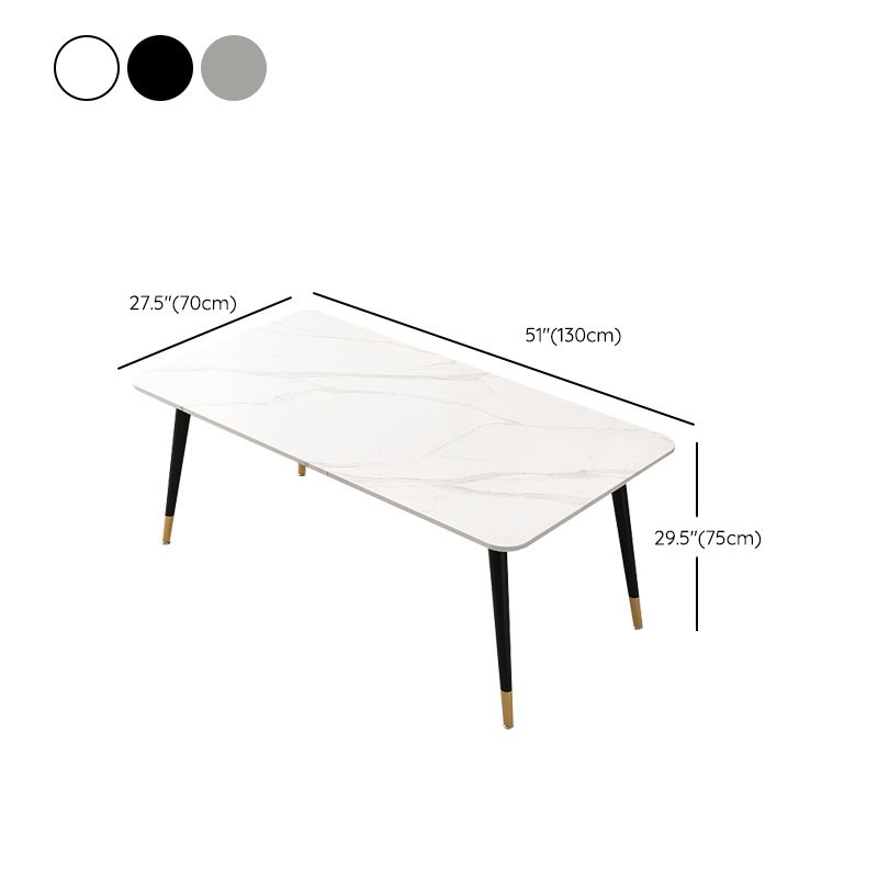 Glam Style Rectangle Dining Table Stone Top Dining Table for Kitchen Use
