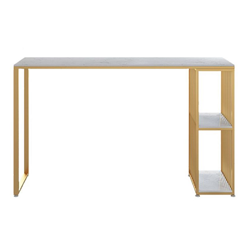 Industrial Rectangle Bar Table with Storage Marble Top Bistro Table for Small Places