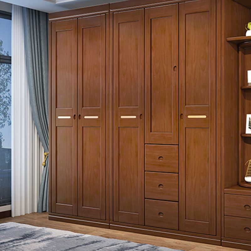 Rubberwood Wardrobe Armoire Traditional Wardrobe Cabinet for Home