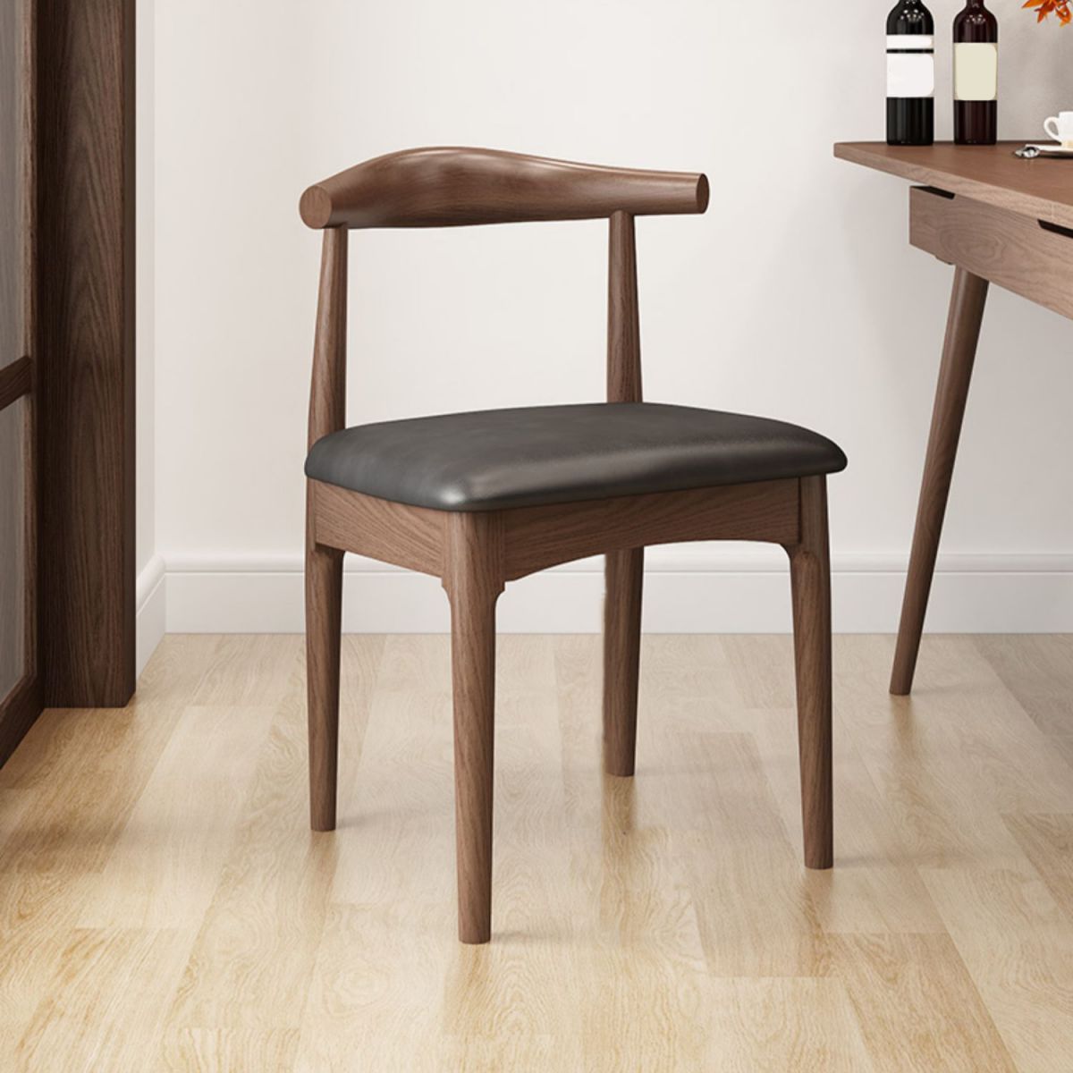Modern Armless Backrest Chair with Rubber Wood Legs for Dining Room
