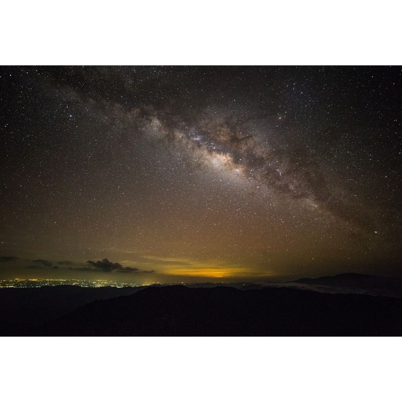 Luminous Star Sky Wall Mural for Bedroom Distant Night Town Wall Decor, Custom Print