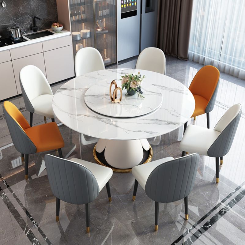 Traditional Luxury Round Dining Table Pedestal Dining Room Collection with Turntable