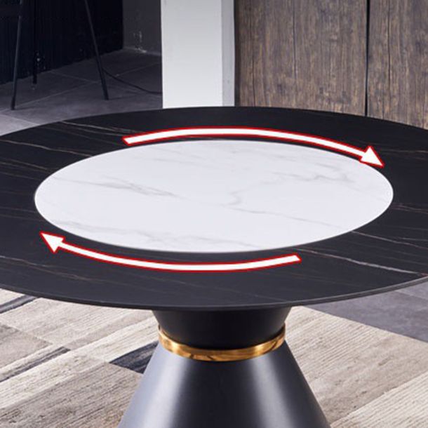 Contemporary Round Sintered Stone Table Set 1/7 Pieces Dining Set