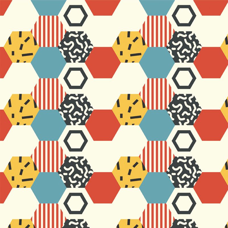 Kids Geometric Shapes Wall Mural for Nursery Personalized Wall Covering in Bright Color