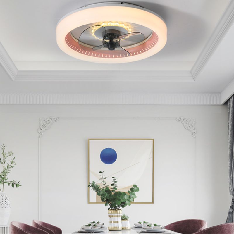 Acrylrunde LED -Spülen -Decken -Deckenventilator Makkaronstil Halbflush -Leuchte für Schlafzimmer