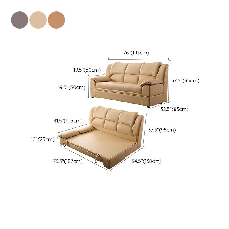 Glam Leather Pillow Top Arms Sleeper Sofa Biscuit Back Upholstered Sofa Bed