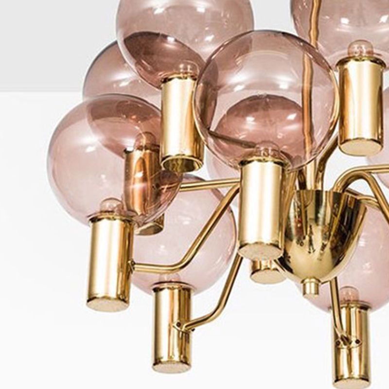 Glazen bol hanglamp in moderne luxe stijl elektroplate ijzer kroonluchter in goud