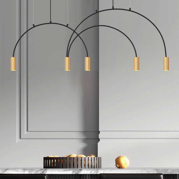Contemporary Pendant Lights Cylinder Island Lights Metal 5 Light for Kitchen Island