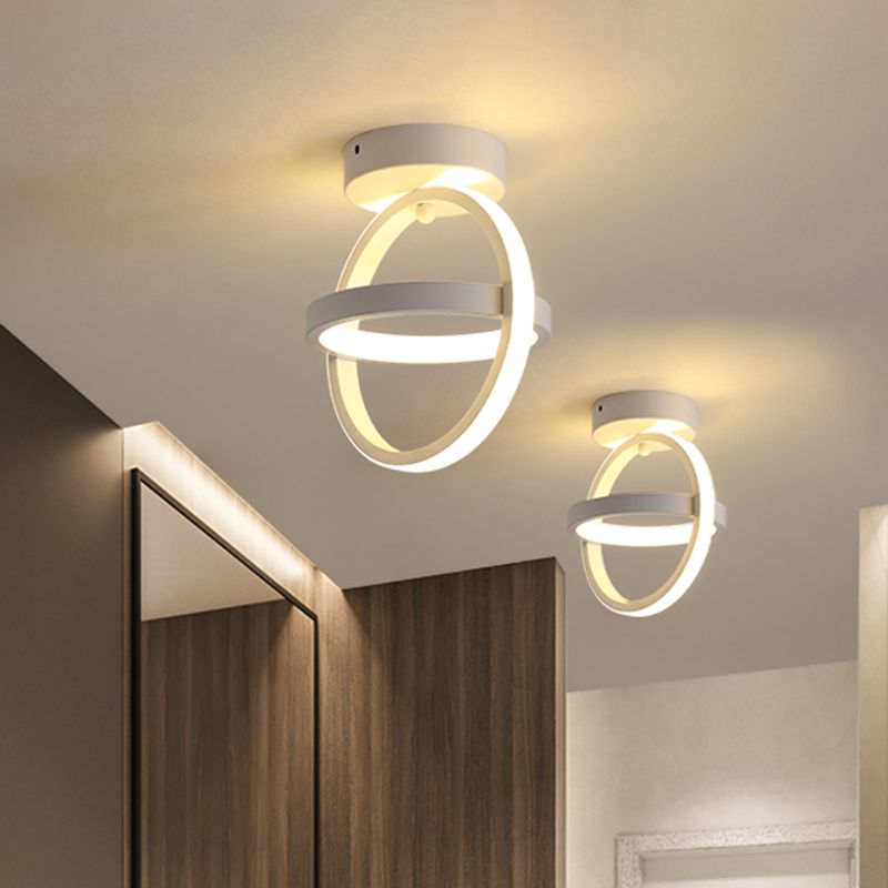 Plafonnier à cercle croisé noir/blanc, luminaire LED simple en métal, lumière chaude/blanche