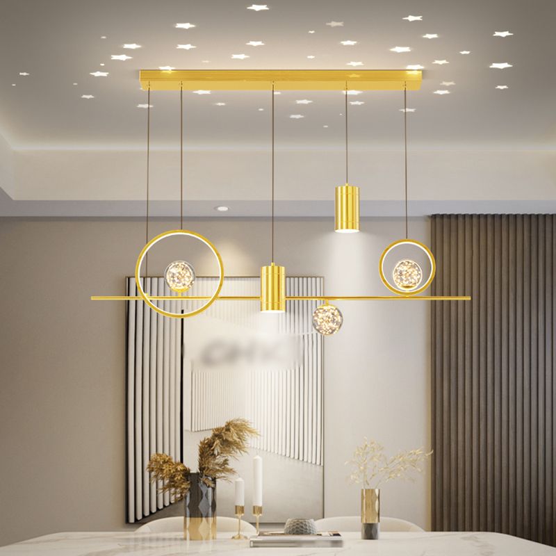 Zeitgenössisches Insel Licht Geometrisches Metall 7-Licht-Insel Deckenleuchte