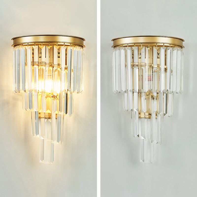 Postmodern Style Crystal Wall Light Layered Wall Sconce for Living Room