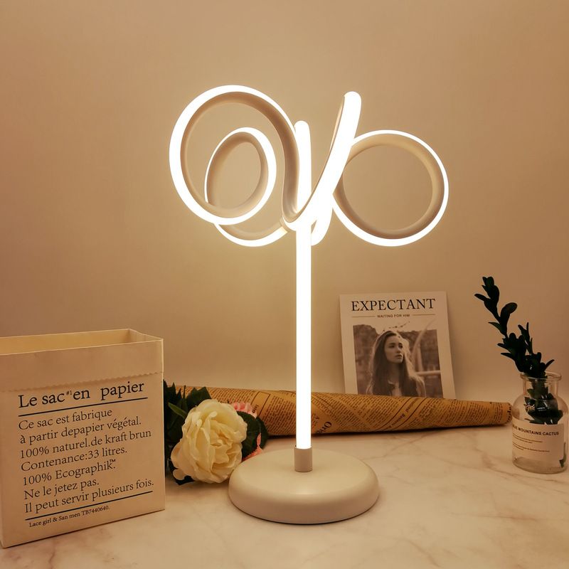LED Bedside Table Light Modernist White Small Desk Lamp with Twist Acrylic Shade in Warm/White Light