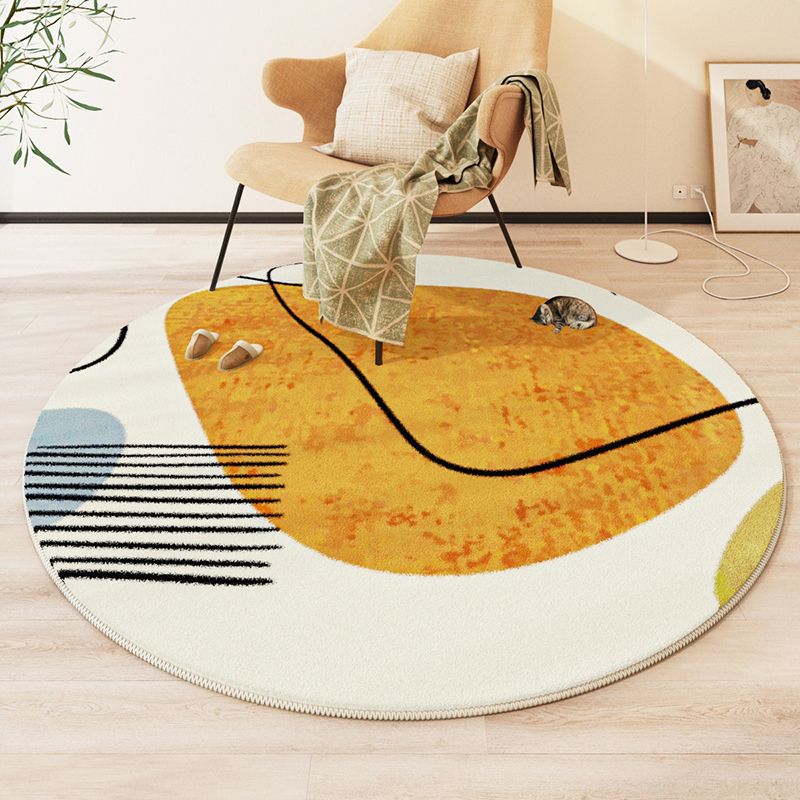 Navy Modern Rug Polyester Color Block Rug Washable Rug for Living Room
