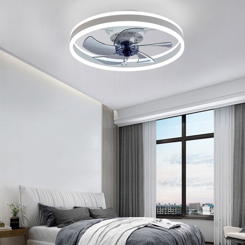 Metal Fan Ceiling Lights Modern Style 1 Light Flush Mount Lamp for Bedroom