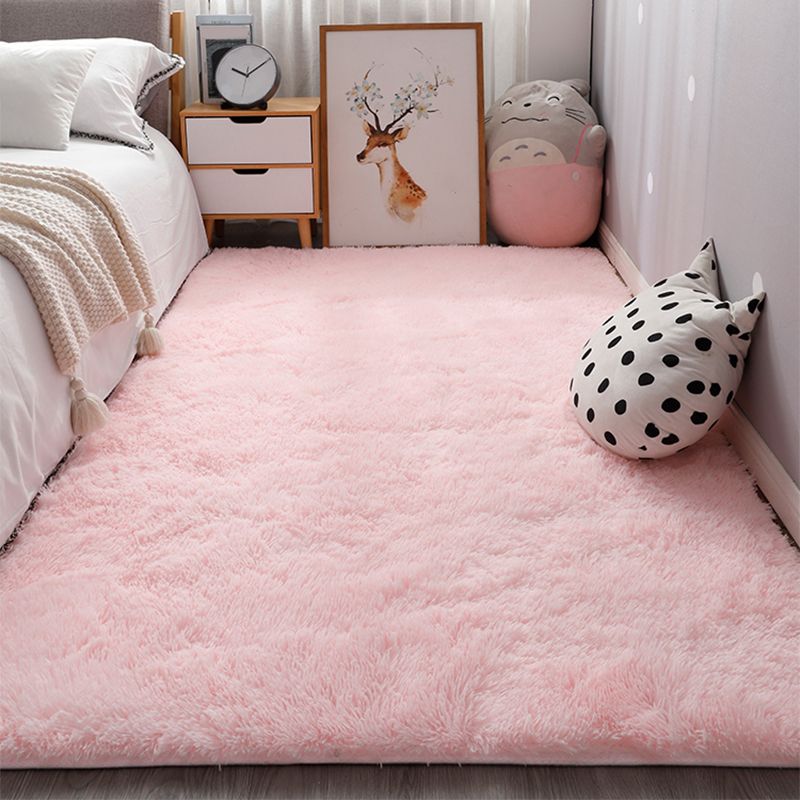 Comfort Bedroom Rug Multi-Colored Plain Area Carpet Faux Fur Anti-Slip Backing Washable Indoor Rug