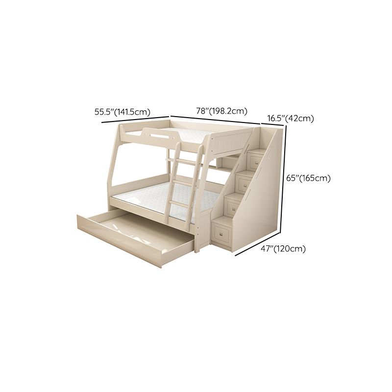 Contemporary Wood White Mattress Included with Drawers Rectangular Bunk Bed