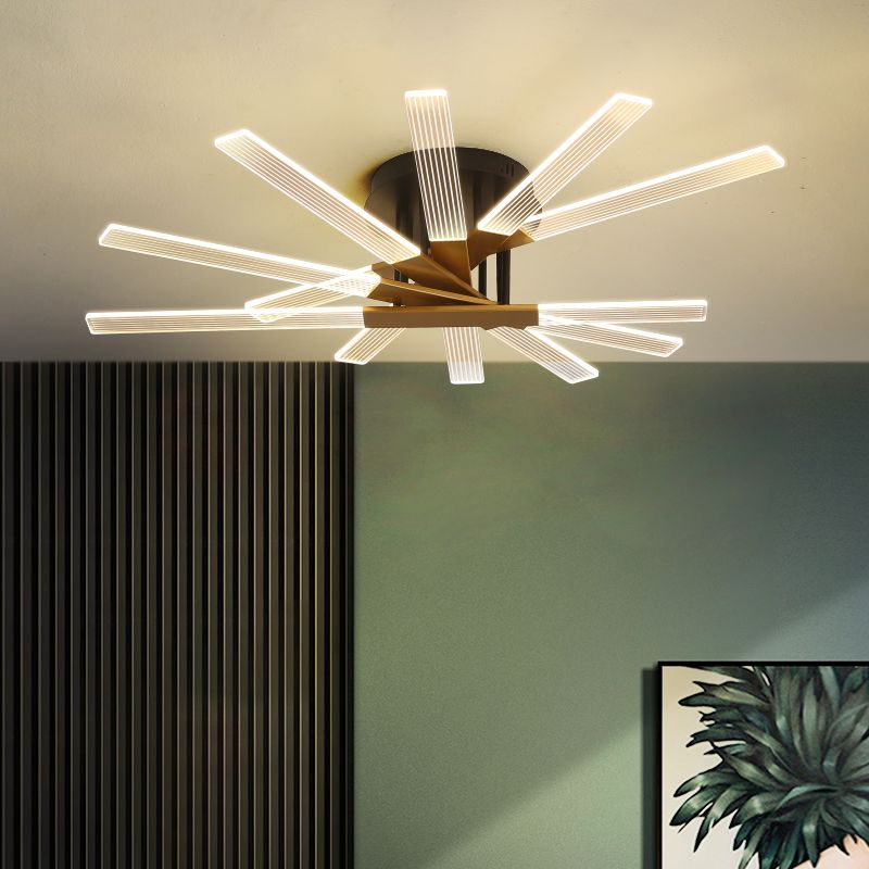 Metal Round Shade Flush Ceiling Light Modern Multi Lights Flush Mount Fixture in Brass