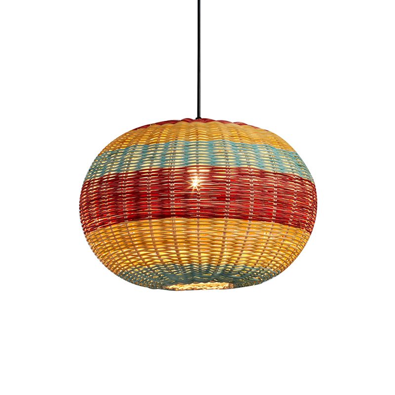 Shaded Ceiling Light Modern Rattan Single Restaurant Hanging Pendant Light in Wood