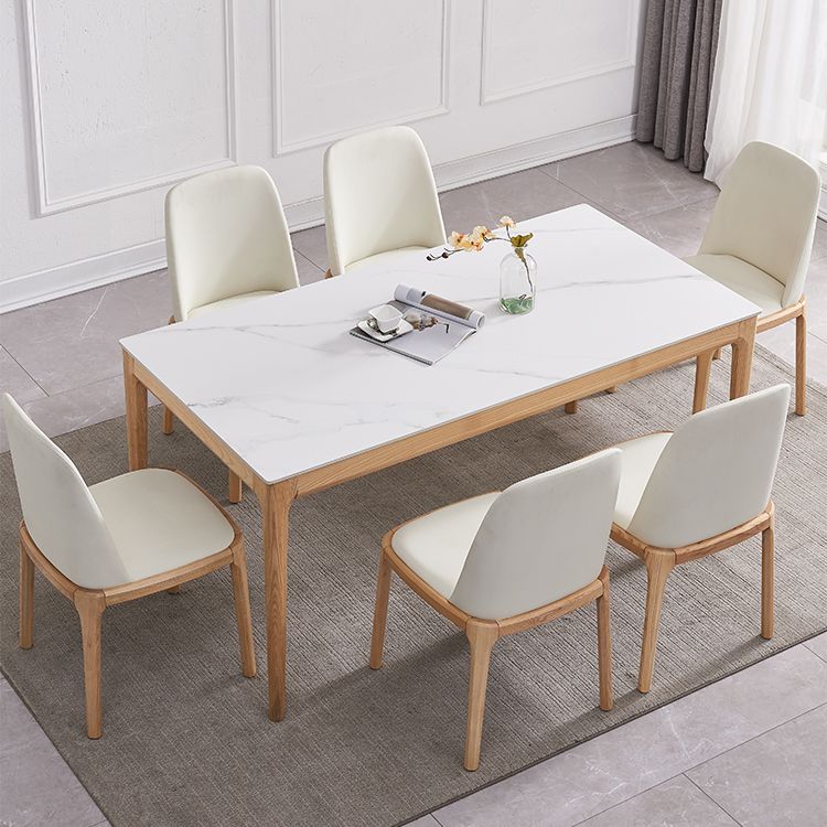 Dining Room Set Minimalist with Solid Wood Table and Upholstered Chairs