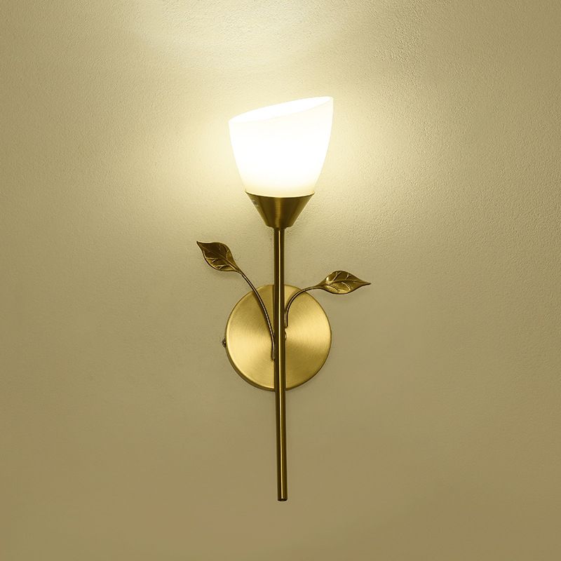 Modern Style Flower Shade Wall Sconce Glass Sconces with Romantic Atmosphere