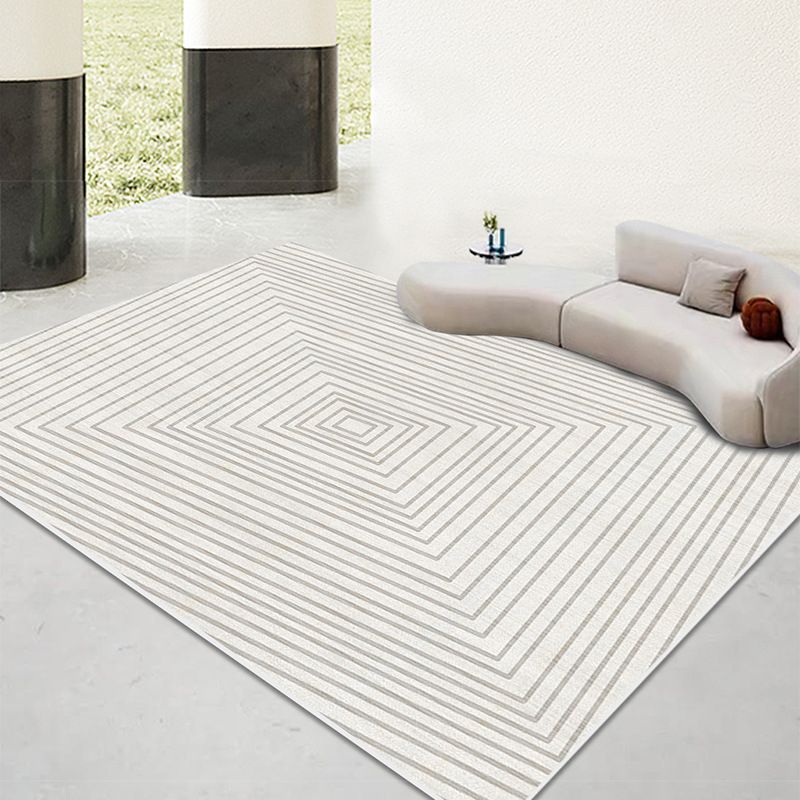 Light Brown Striped Rug Polyeste Casual Indoor Rug Stain Resistant Rug for Drawing Room