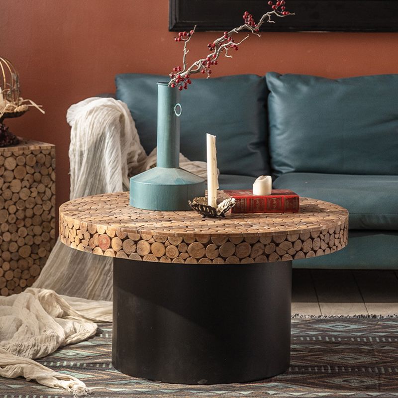 Rustic Solid Wood End Table Distressed Wood Round & Square Side Table Table
