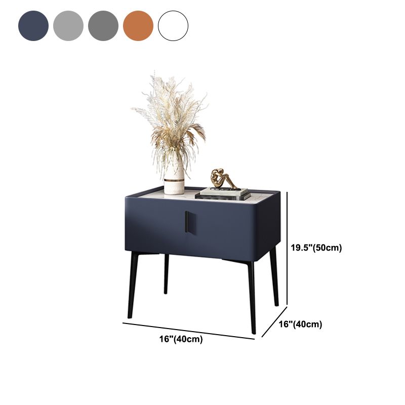 2-Drawer Nightstand with 4 Legs 20" Tall Stone Top Night Table