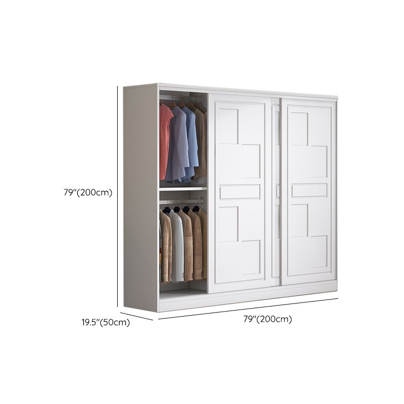 Modern Freestanding Wardrobe Armoire, 2-door Manufatured Armoire with Shelves in White