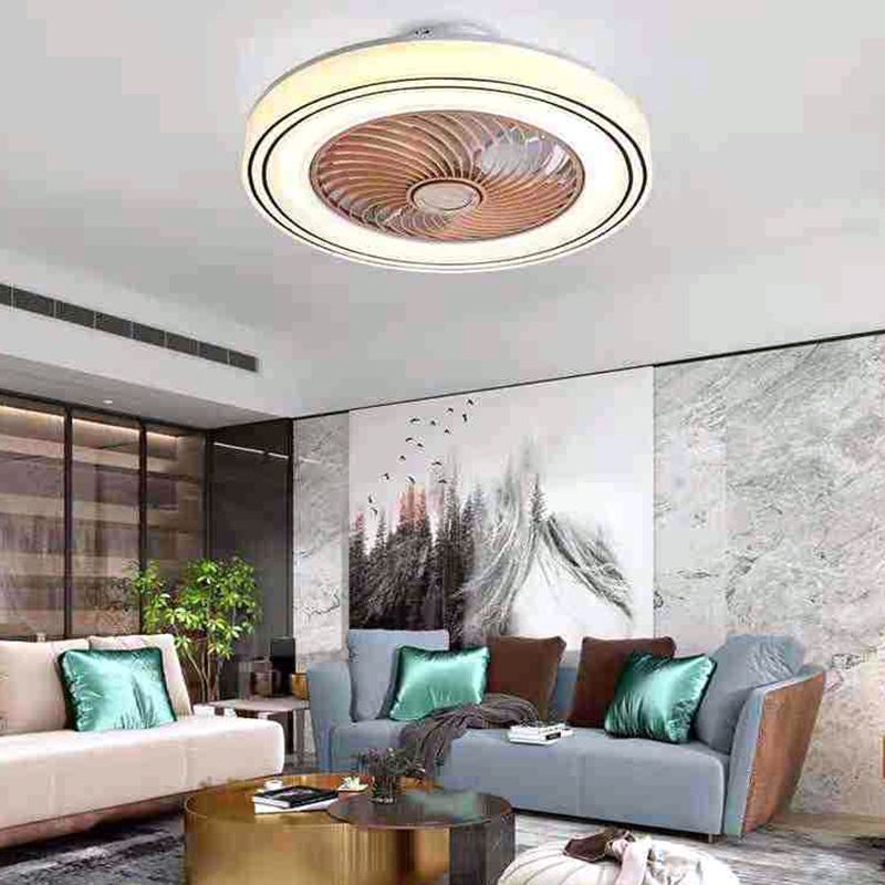 Kreisförmige Kinderschlafzimmer Deckenventilator Beleuchtung Acryl -Makkaron -LED Semi Flush Mount