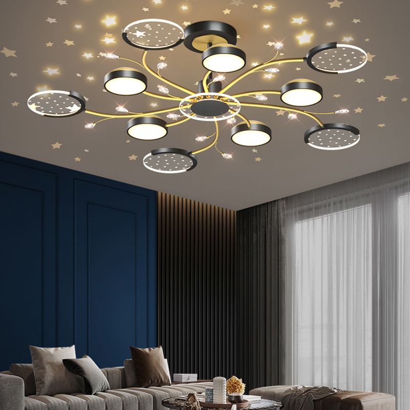 Modern Geometry Shade Metal Chandelier Lights Chandelier Lighting Fixtures in Black