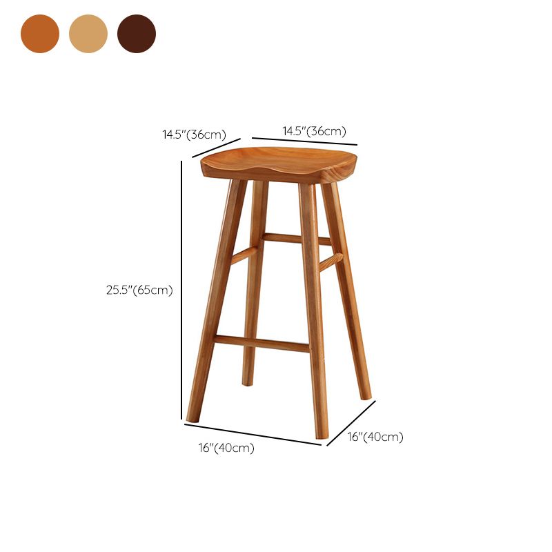Industrial Armless Counter High Stool Solid Wood Backless Bistro Bar Stool with 4 Legs