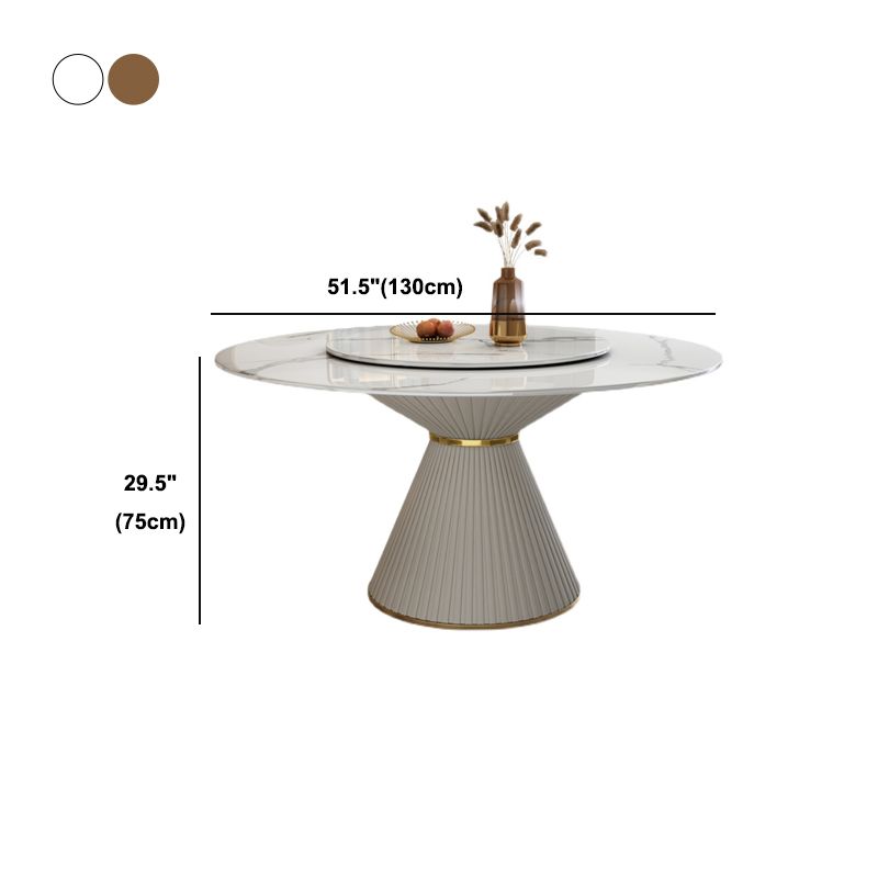 Stone Round Dining Table Contemporary Style Dining Site Table with Turntable