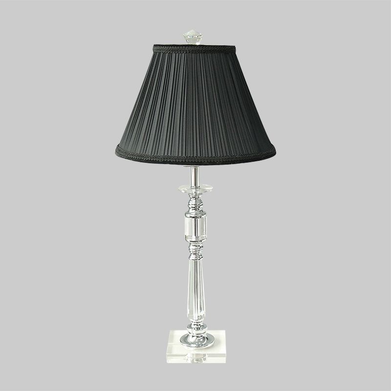 Lampada da comodino moderna a candelabro in vetro cristallo trasparente con 1 lampadina, lampada da comodino per camera da letto in nero