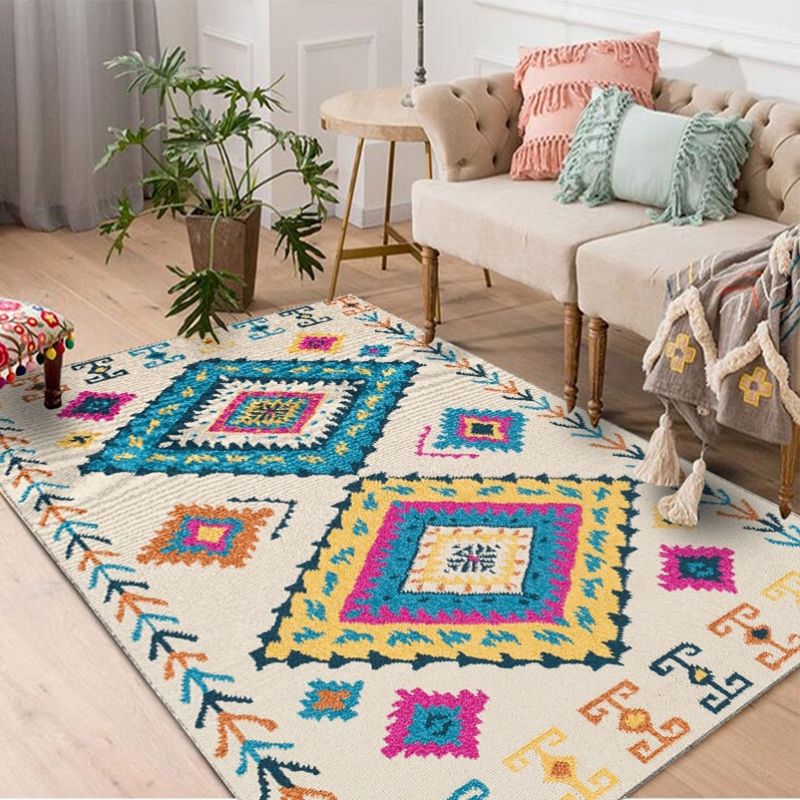 Bohemian Southwestern Print Rug Polyester Indoor Carpet Stain Resistant Area Rug for Living Room