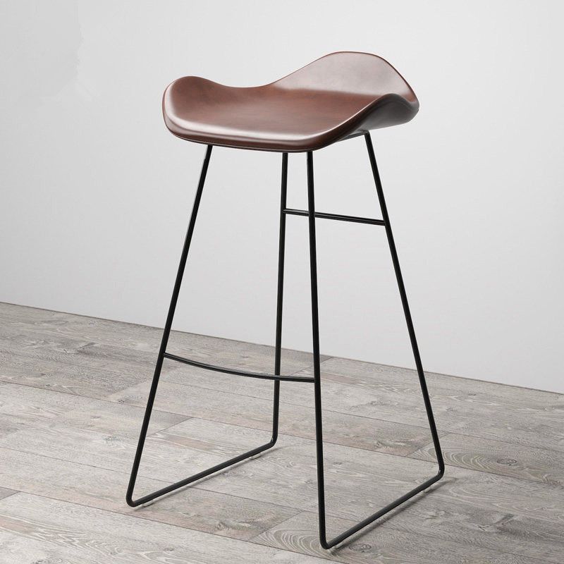 Leather Armless Home Stool Modern Footrest Matte Finish Barstool