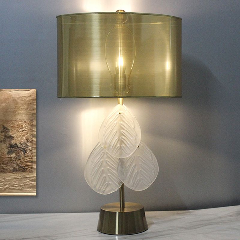 Lampe de bureau en forme de feuille, modernisme, cristal taillé à la main, 1 ampoule, lampe de table de nuit en or