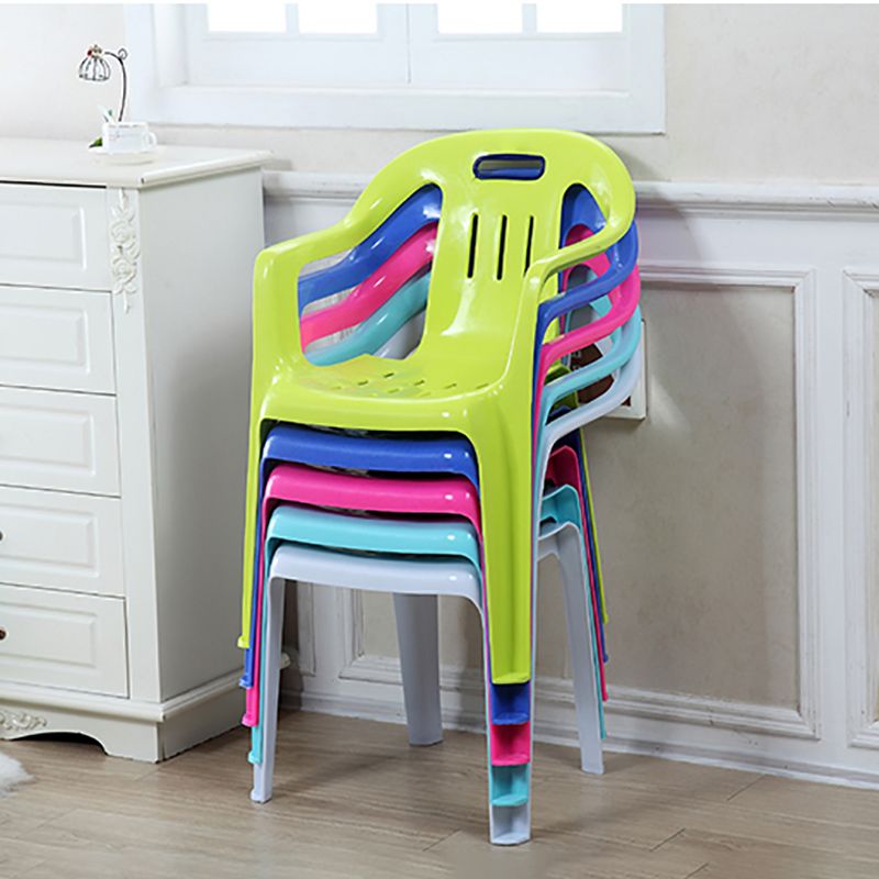 Sillas de comedor apilables de estilo minimalista, respaldo de listón de plástico, silla lateral para el hogar