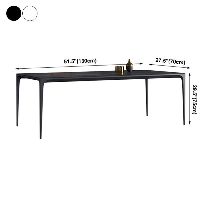 Eenvoudige keuken rechthoekige vorm eettafel gesinterde stenen top eettafel met 4 potenbasis