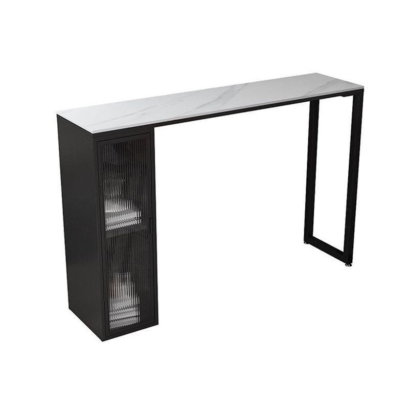 Modern 1/5 Pieces Bar Table Set Rectangle Stone Counter Table with Stools for Dining Room