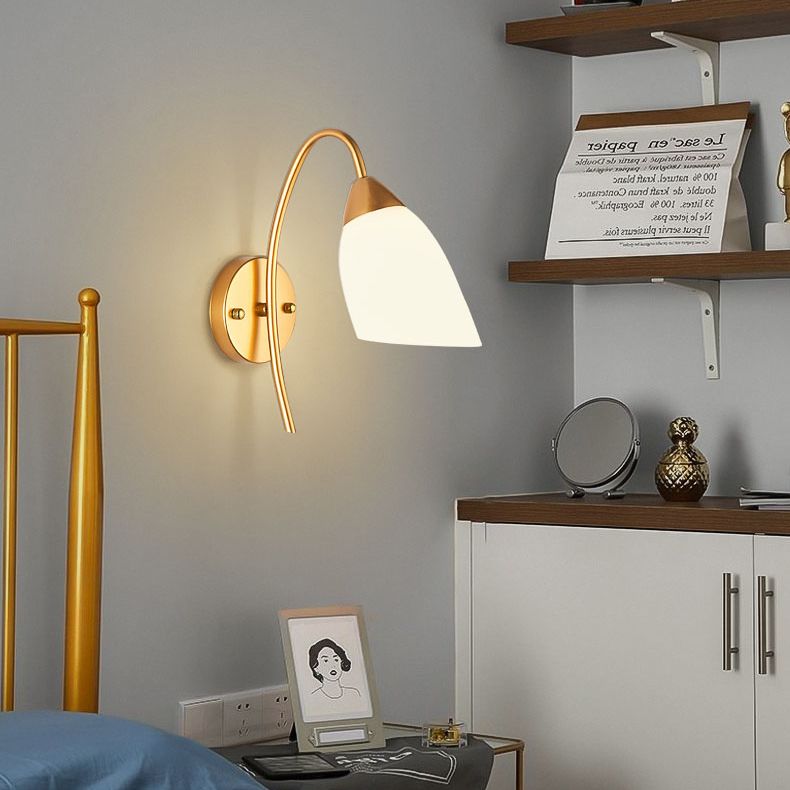 Gold Shaded Wall Sconce Lighting Contemporary Style Glass Wall Mounted Light for Bedroom