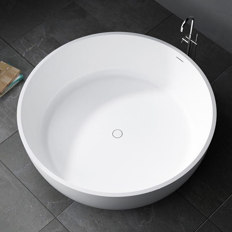 Modern Artificial White Stone Tub Round Freestanding Bathtub