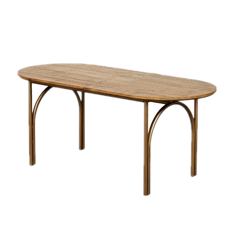 Mesa moderna de madera de pino para restaurante, mesa de comedor interior ovalada con 4 patas