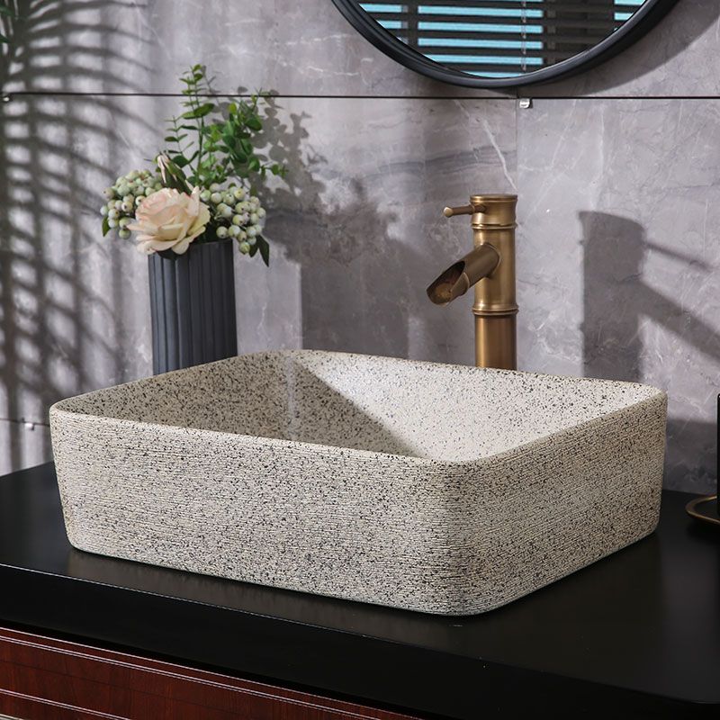 Modern Vessel Bathroom Sink Porcelain Vessel Lavatory Sink with Faucet