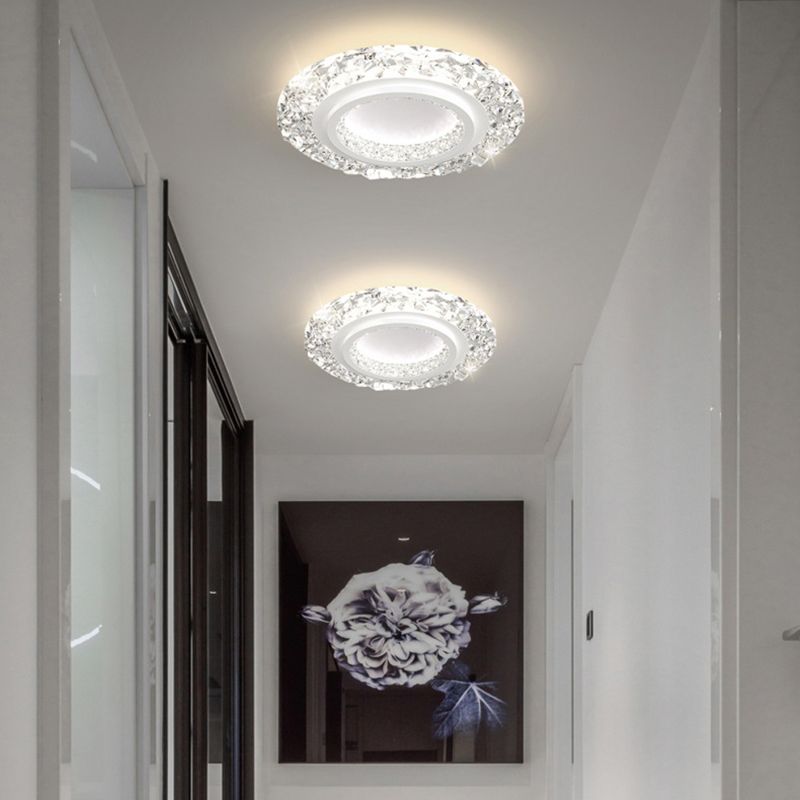 Circular Flush Mount Fixture Modern 1 Light Flush Light for Living Room
