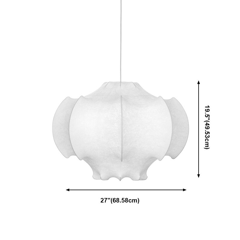 1-Light White Hanging Fixture in Modern Style Silk Unique Pendant Lighting