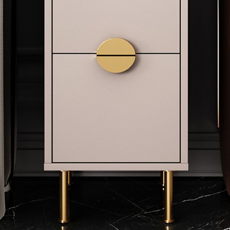 Glam Stone Top Bed Nightstand 2-Drawer Imitation Wood Legs Included Night Table