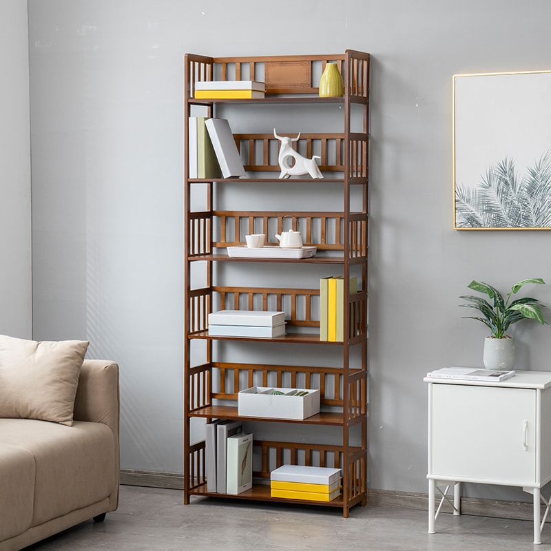 Contemporary Open Back Bookshelf Standard Bamboo Bookcase for Home Office
