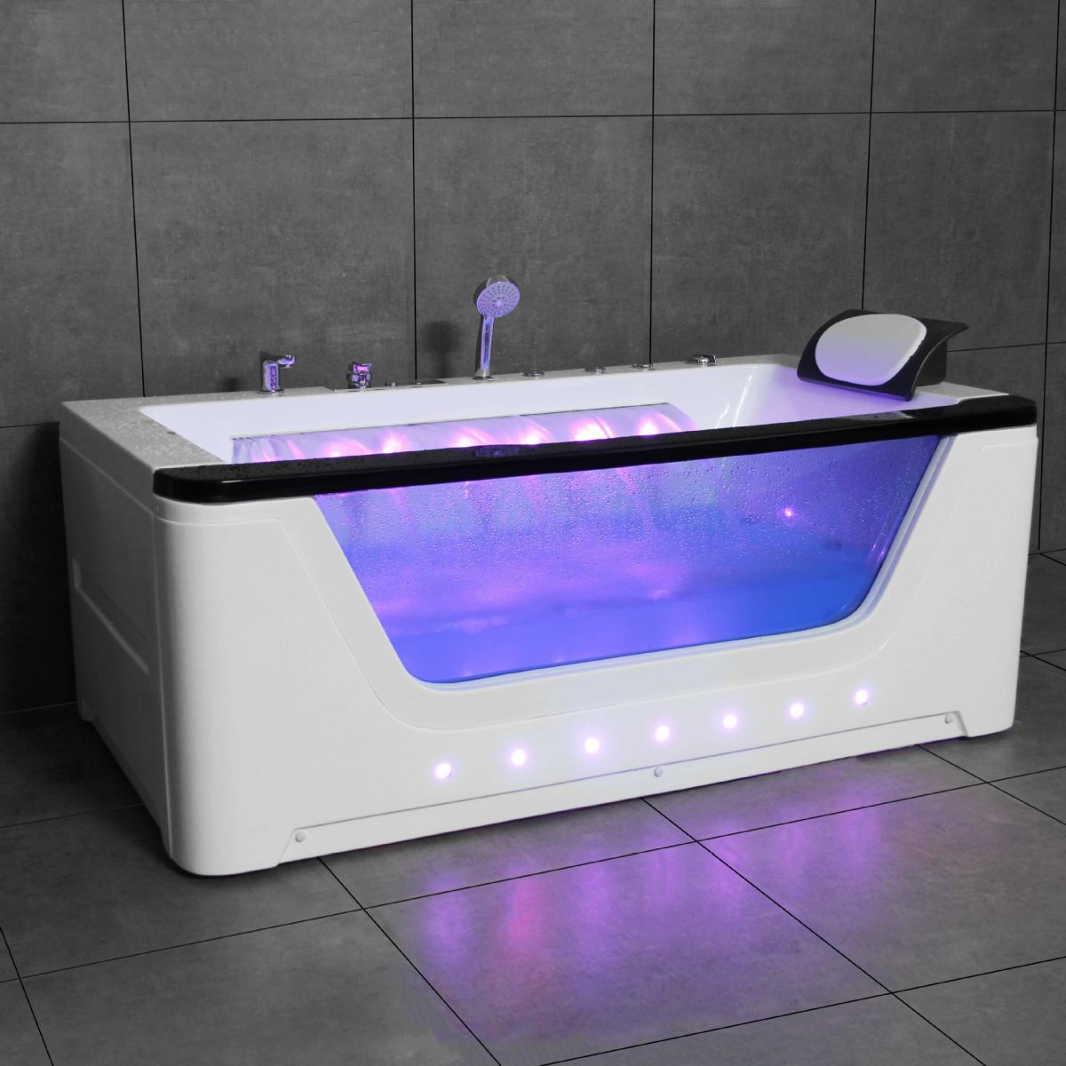 Acrylic Modern Bathtub Freestanding White Jets Included Bath